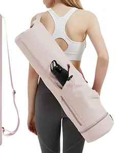 Yoga Mat Storage Bag with Water Bottle Holder, Multifunctional Handheld Backpack, Pure Color Yoga Mat Organizer Pouch