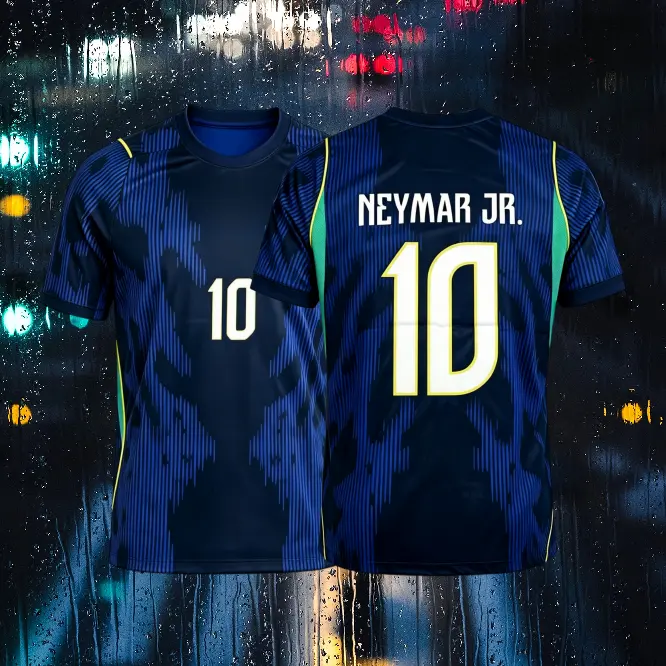 2026 New Home Yellow Away Blue No.10 Neymar Vinicius No.11 Raphinha Short-Sleeved Soccer Jerseys