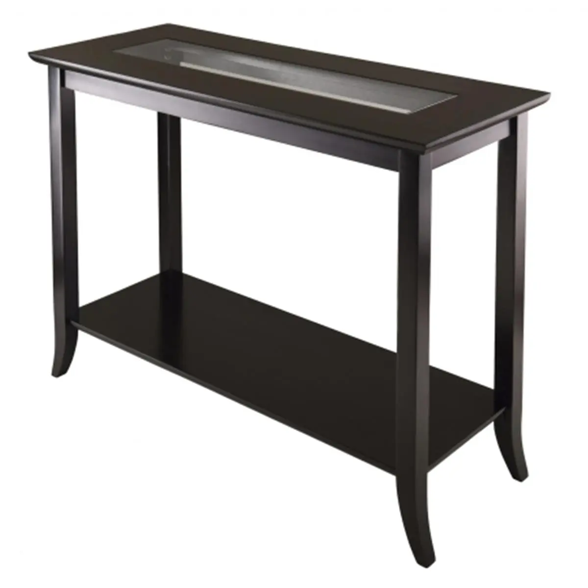 Winsome Trading  Genoa Rectangular Console Table with Glass and shelf