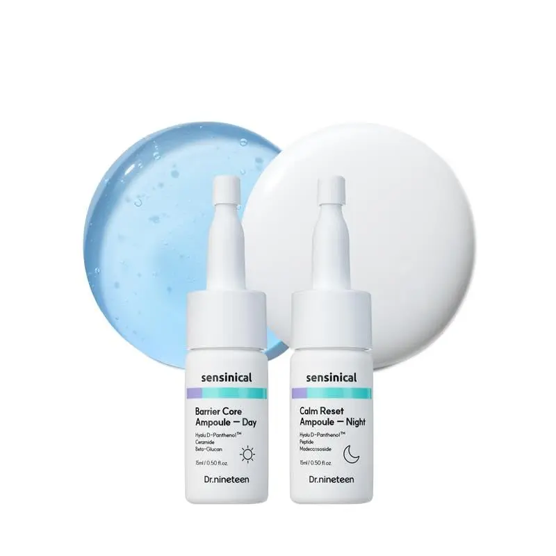 Sensinical Ampoule Day & NightㅣHyalu D-Panthenol Ceramide Beat-Glucan Madecassoside PDRN PeptidesㅣSensitive skin Calm Non-sticky Deep hydrationㅣKorean Skin Care (0.50 fl.oz. X 2EA)