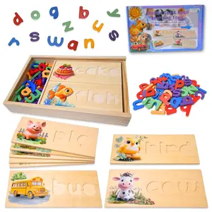 See and Spell Learning Toy – Wooden Spelling Puzzle Game for Kids Ages 3 4 5 6, CVC Word Builder, Educational Spelling Toys & Phonics Puzzle for Early Reading & Letter Recognition