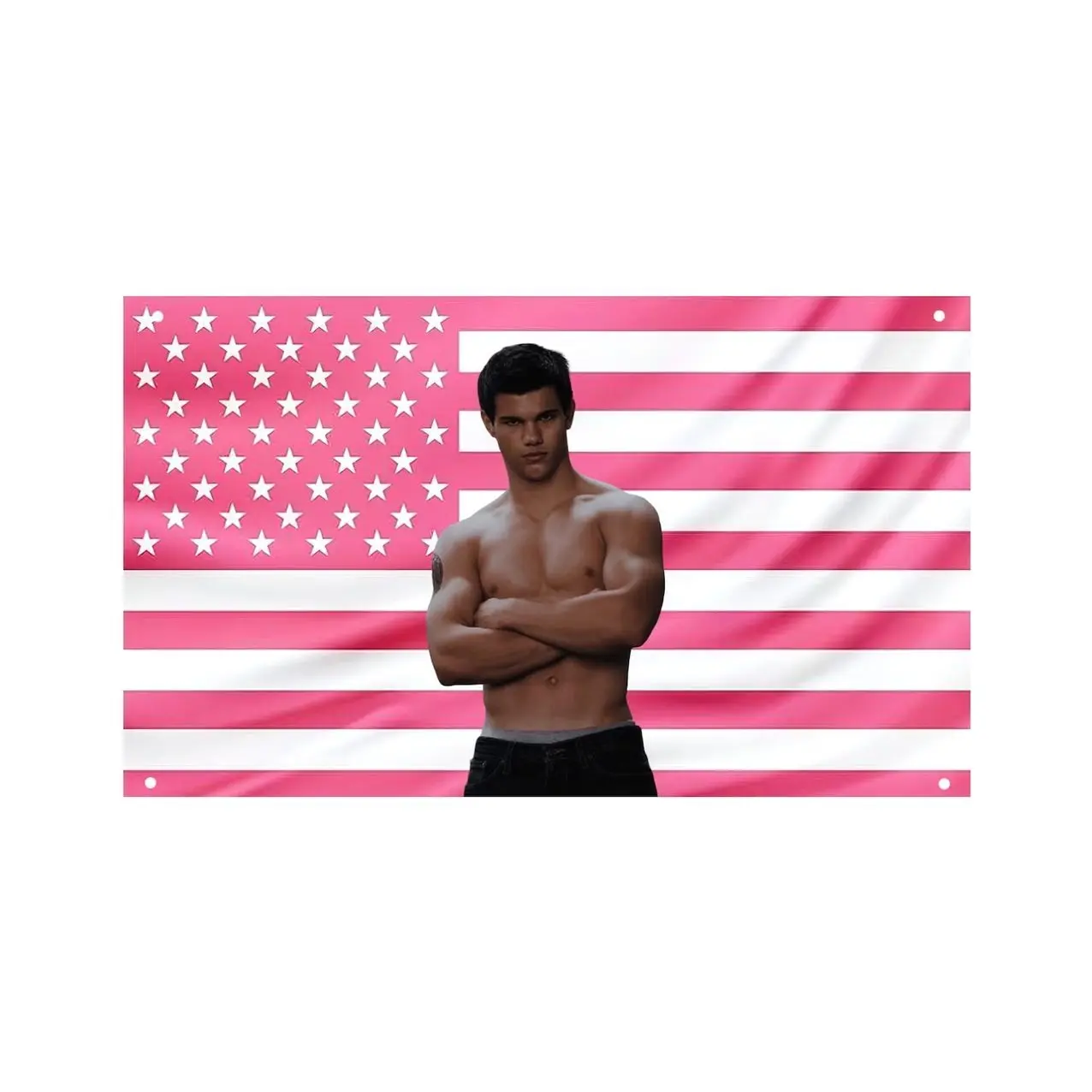 Jacob Black Pink US Flag – Twilight Wall Flag, Taylor Lautner Room Decor, Bedroom Banner