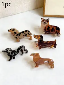 Cute Cartoon Animal Acrylic Dog Hair Claw Clip, Half Updo Hairstyle Accessory, Sheepdog Sausage Dog Design, Shark Jaw Clips