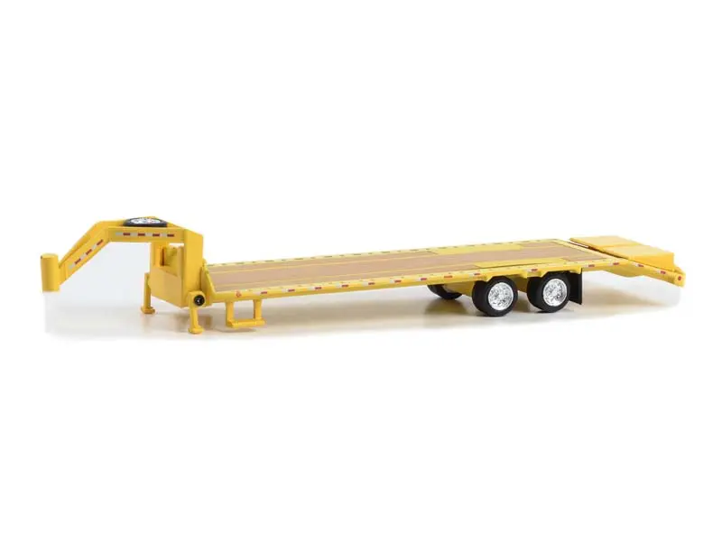 Gooseneck Trailer - Yellow w/ Red and White Conspicuity Stripes Diecast 1:64 Scale Model - Greenlight 30485