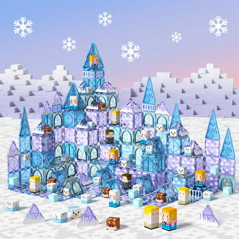 GobiDex STEM Game-based Frozen Castle Magnetic Building Toys Combined with Blocks and Tiles in Gift Package, 70/102 PCS