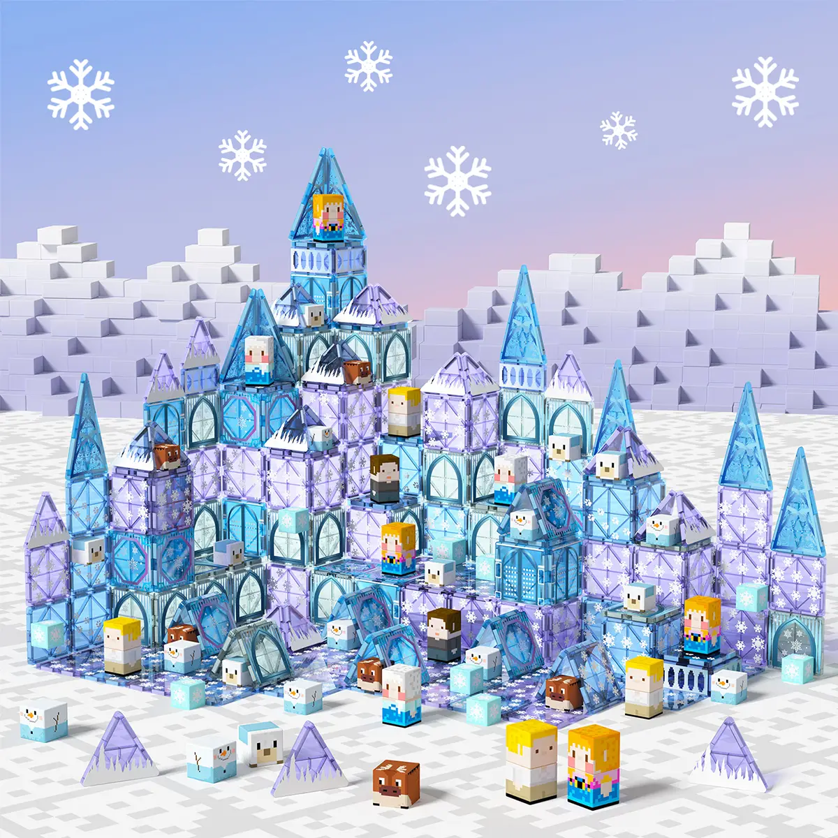 GobiDex STEM Game-based Frozen Castle Magnetic Building Toys Combined with Blocks and Tiles in Gift Package, 70/102 PCS