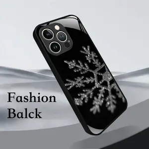 Glitter snowflake creative design fashionable and personalized black phone case, drop-proof full-coverage tempered glass protective case, personalized couple style, suitable for iPhone 17 16 15 14 13 12 11, a holiday gift for friends, family, and yourself