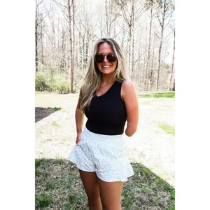 Polka Dot Print Nylon Flare Shorts