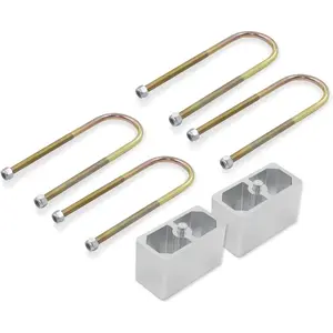 Universal Leaf Spring Lowering Block Kit, 3 Inch, 2-1/2" Wide, 5" Long, Zinc-Plated U-,  Steel Construction for Long-Lasting Finish