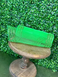 10.25 Inch By 10 Yard Lime Green Tinsel And Foil Wide Border Mesh