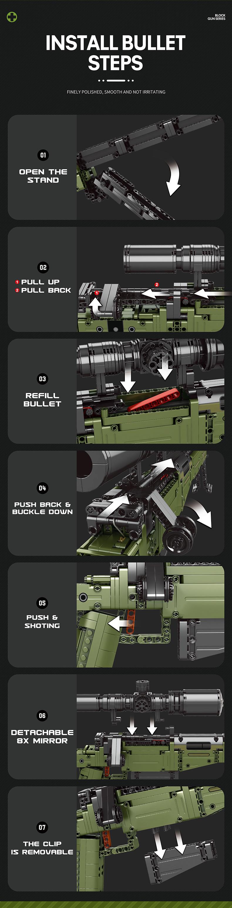 40in Large Building Block Gun Set - 1245 pieces. DIY building block gun model toy. A collectible building block toy model suitable for team outdoor cooperative tactical activity enthusiasts, ages 12 and up. A great choice for Halloween and Christmas gifts