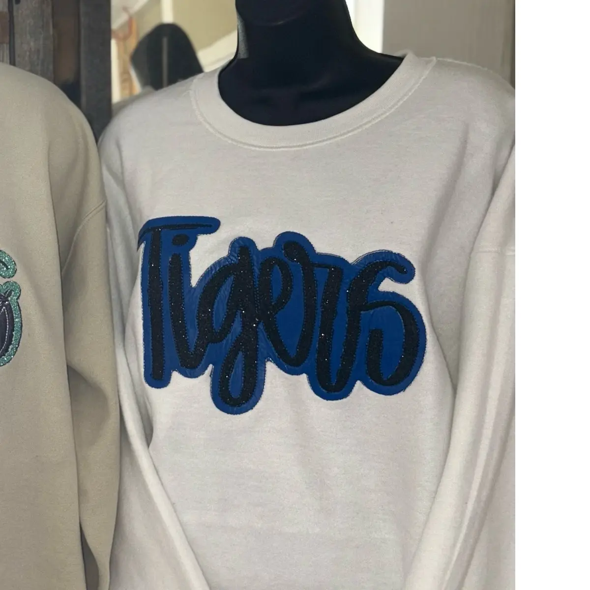 Gildan Tigers Inside Out Sweatshirt - Women's Pullover with "Tigers" Design and Blue Embroidery