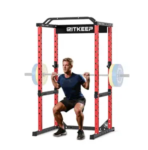RitKeep Power Rack RMAX 2250 Multi-Function Power Cage for Strength Training - 1200lb Capacity Squat Rack with Multi-Grip Pull-Up Bar, Safety Bars, and J-Hook for Home Gym