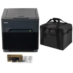 DNP QW410 4.5-inch Dye-Sublimation Professional Event Photo Booth Printer Essential Bundle with 4x6-inch DNP Digital Media, 2 Rolls (300 Total Prints), Slinger Printer Case
