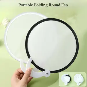 Blank DIY Solid Color Cloth Fan, Summer Mini Pocket Round Folding Fan, Lightweight Portable Foldable Hand Fan for Children Outdoor Travel Daily Carry