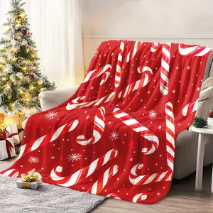 Soft Flannel Cozy Candy Cane Christmas Blanket - Warm Throw for Naps, Camping & Travel | Perfect Holiday Gift for Friends, Family Loved Ones