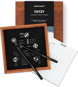 Iron & Glory Yatzy Dice Games - Wooden Board Games for Family Night - Coffee Table Decor - Family Board Games