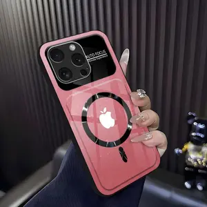 Luxury Marble Tempered Glass MagSafe Case with Lens Guard and Shockproof Armor Frame for [iPhone 16 Pro Max] 952