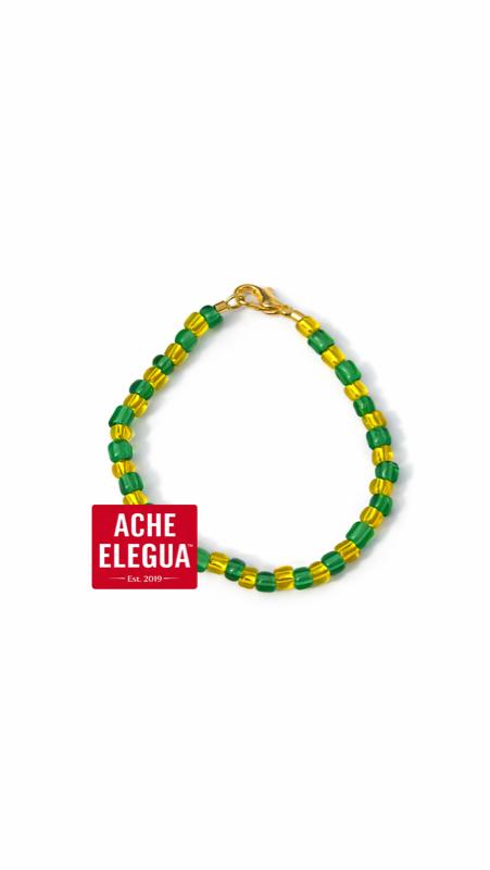 Orula Ide HandMade for Children 1 - 4 years old. Orula Ide Bracelet - Handmade Design with Green Beads and Yellow Accents