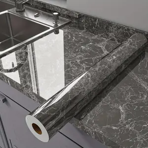 Premium Marble Pattern Waterproof Wall Sticker - Heat & Oil Resistant Self-Adhesive PET Film, Classic Style for Kitchen Countertops, Stove Backsplash, Tile Cabinet Repair - Easy Install Home Decor Upgrade