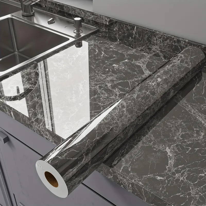 Premium Marble Pattern Waterproof Wall Sticker - Heat & Oil Resistant Self-Adhesive PET Film, Classic Style for Kitchen Countertops, Stove Backsplash, Tile Cabinet Repair - Easy Install Home Decor Upgrade