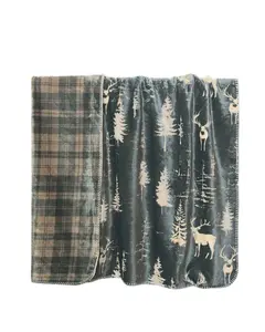 Carstens Home Women's Deer Stand Reversible Plush Throw Blanket - Jp194