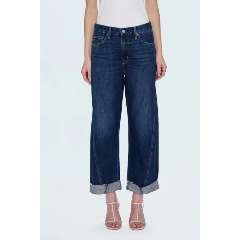 Kacey Mid-Rise Cuffed Straight Jeans- Cultivate