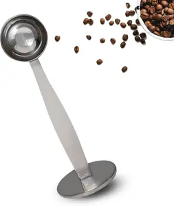 2-In-1 Coffee Scoops, 304 Stainless Steel Tablespoon Measure Spoon, with Pressed Bottom for Coffee Bean Press Coffee Grinding Pressing（Silver15 Ml） zhuohai