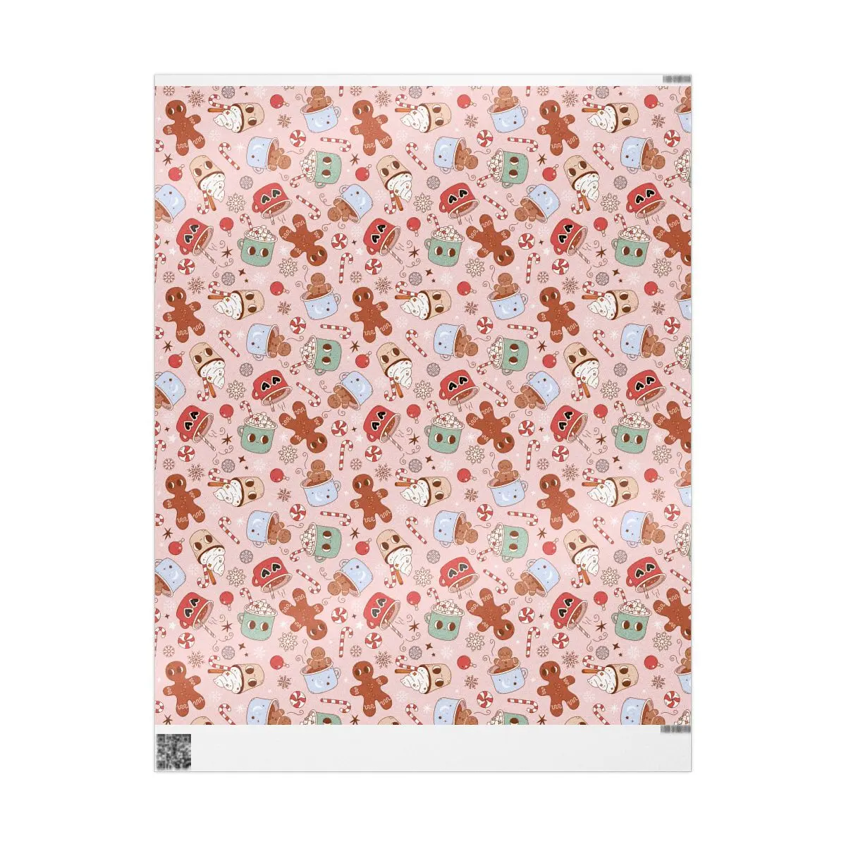 Wrapping Paper - Gingerbread Christmas Theme Cute Retro Gift Wrap, Holiday Wrapping, Festive Present Packaging, Xmas Paper Roll, Seasonal