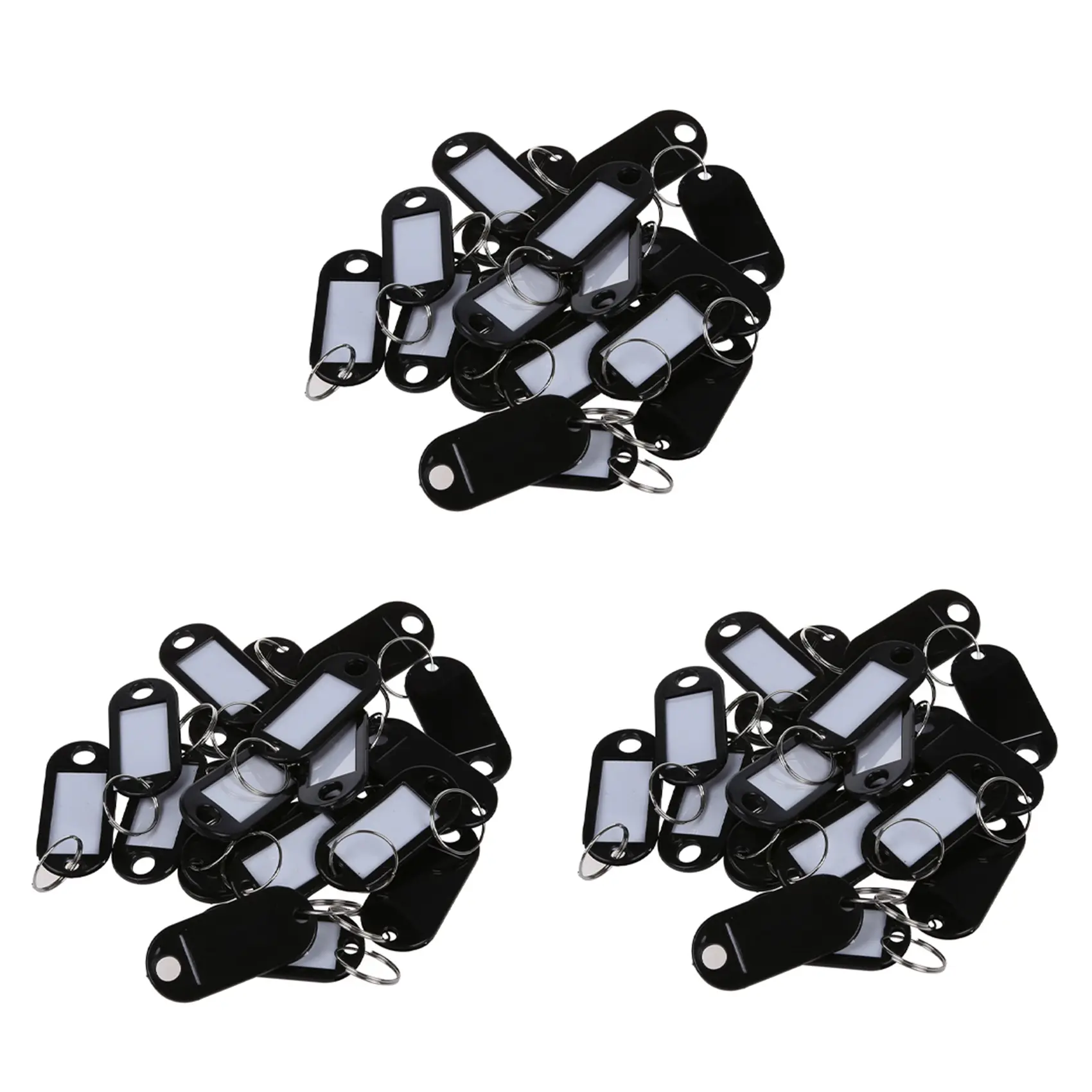 Black Split Ring Key ID Label Keyring Set - 60 Pcs Lightweight Plastic Keychains, 5x2.2x0.3cm/2x0.9x0.12cm with Label Slot for Household Appliance Parts & Accessories