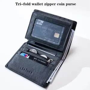 Compact Men's Leather Wallet, Slim Bifold with RFID Blocking Technology and Multiple Card Slots, Front Pocket Design for Everyday Essentials and Document Carrying