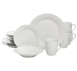 Ceramic Dinnerware Set - 16-Piece Set, White, Includes Tableware, Bowls, Plates, and More