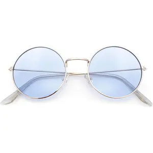 Retro  Flat Color Circle Round Lens Sunglasses