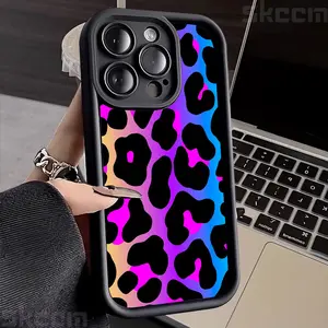 Colorful Leopard Pattern Silicone Soft Protective Phone Case For iPhone 16 16E 15 14 13 12 11 Pro Max XS X XR 7 8 Plus SE2 Shockproof Cover Phone Protector