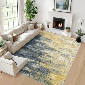 GARVEE Modern Abstract Living Room Rug, Washable Rugs 8x10 Area Rug for Bedroom Stain Resistant Non Slip, Large Colorful Soft Indoor Accent Carpet for Dining Room Table Home Decor (Yellow/Black)