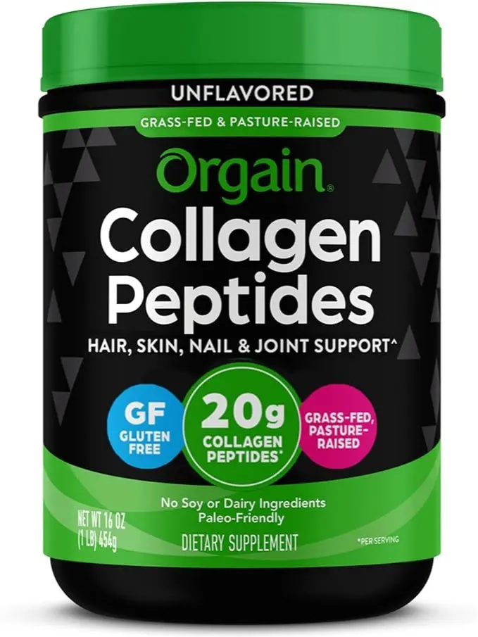 Hydrolyzed Collagen Peptides Powder For Women & Men, 20g Grass Fed Collagen, Unflavored - Hair, Skin, Nail, & Joint Support Supplement, Paleo & Keto, Non-GMO, Type I and III, 1lb