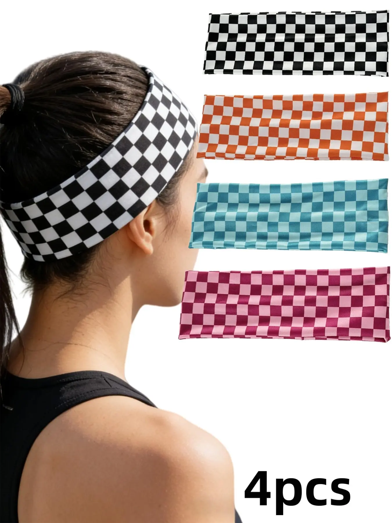 Women's Elegant Plaid Print Elastic Fabric Multifunctional Headbands, Sports Headbands, Workout Headbands, Suitable for Daily Wear, Fitness, Running, Yoga, Sweat Absorbing Hair Tie, Stretchy Headbands