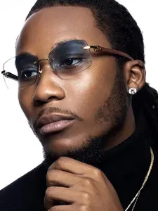 Unisex Metal Frameless Rectangular Sunglasses, Casual Style Outdoor Travel Eyewear, Beach Accessories for Men & Women