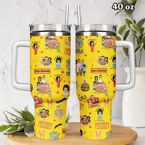 Bobb's Burgers Family Collage Yellow Tumbler 40oz, Animated Comedy Drinkware For Fans Cartoon Movie, Stainless Steel Tumbler Holiday Gift Idea | 310326.R3036.ID00