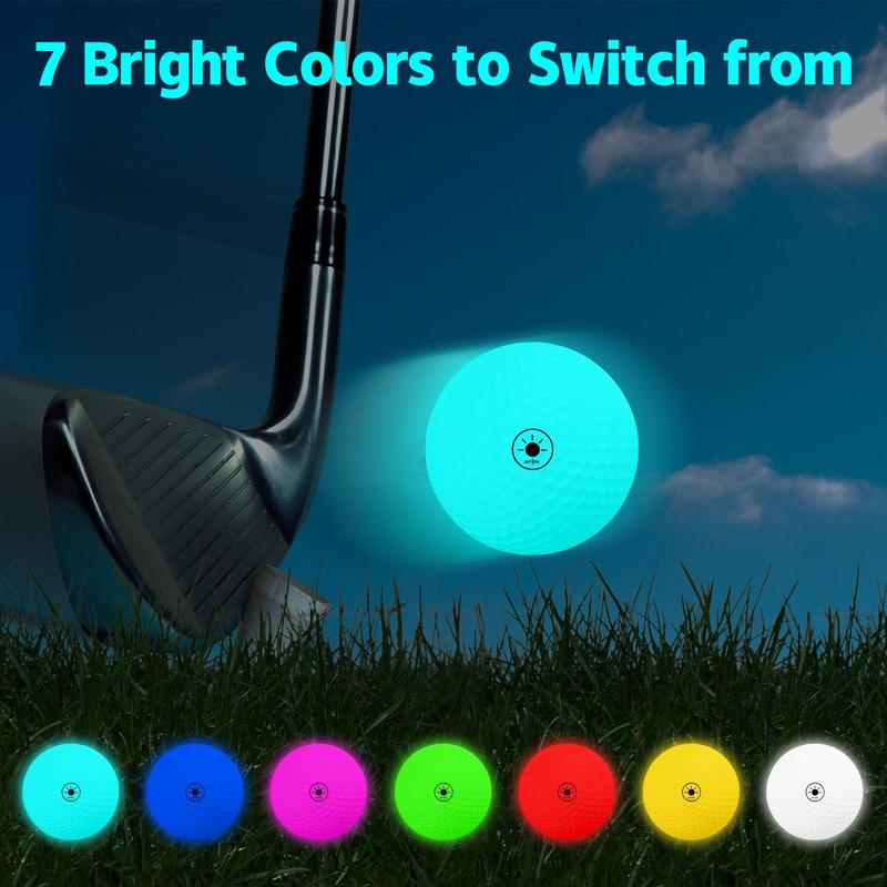 6 Pack Glow-in-the-Dark LED Golf Balls | Light Activated, Easy On & Off | Night Golf Fun
