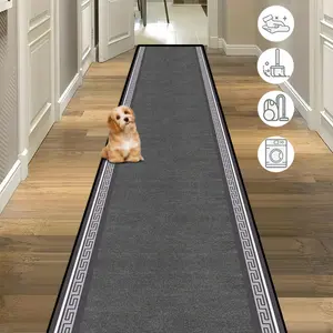 1pc Chinese-Style Low-Key, Simple, and Elegant Entryway Decorative Rug, Vintage Meander Border Kitchen Counter Runner Rug, Precision Soft Fabric, Easy to Care for, Machine Washable, Living Room Sofa Rug, Outdoor Rug