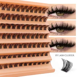 7 Pairs European Style Bulk False Eyelashes, DIY Segment Glue-On D Curl Dense Volume Single Cluster Eye Lashes, Trendy Beauty Accessories