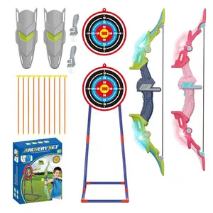 2 Pack Toy Bow and Shaft Set for Kid, LED Light Up Archery Toy with 10 Suction Cup Foam Bolt Toys and 2 Quiver,Standing Target, Score Target, Indoor Outdoor Activity for Boy Girl Gifts