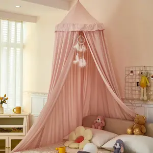 rainbow Princess Decor Canopy for Kids Bed, Soft and Durable Bed Canopy for Girls Room Tent Canopy Dreamy Mosquito Net Bedding, Children Reading Nook Canopies Indoor (Pink)