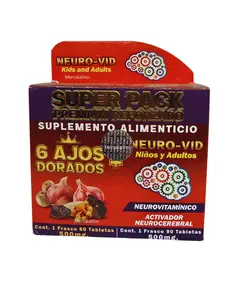 6 AJOS DORADOS + NEURO-VID NIÑOS Y ADULTOS 150 cápsulas Supplement Dietary Vitamin Capsules Moringa Immune Support