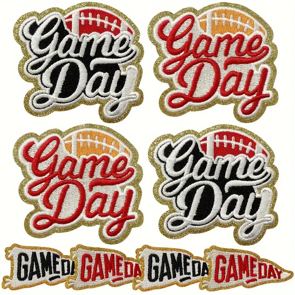 Game Day Football Element Iron on Patch - 8PCS Fashion Helmet Embroidered Patch for Team Uniforms, Accessories & Jeans Jacket