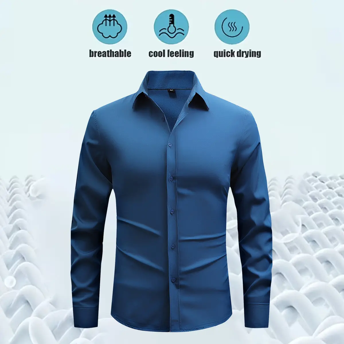 Men's Shirt Long Sleeve Wrinkle-Free Four-Sided Stretch Business High-End Shirt Men's Shirt Long Sleeve Wrinkle-Free Four-Sided Stretch Business High-End Shirt