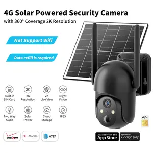 [Summervibes] 4G LTE Cellular Solar Surveillance Security Camera – 2K HD Video 360° View,NoWiFi, Remote APP Controlled,WaterProof,MotionActivated, NightVision, 4GData Card Included (Data refill is required for Unlimited 4G data usage) Connection summerwin
