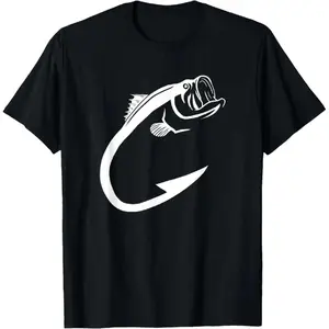 100 Percent Cotton Fish Hook Minimalist Art Cool Fishing Enthusiast Gift T-Shirt for Men and Women