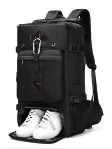Men's Large Capacity Travel Backpack, Expandable Hiking Bag with Shoe Compartment, Casual Outdoor Shoulder Bag for All Seasons